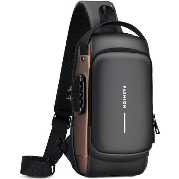 💫 Men Black PU Leather Crossbody Sling Anti-theft Chest Daily Shoulder Bag - Picture 1 of 7